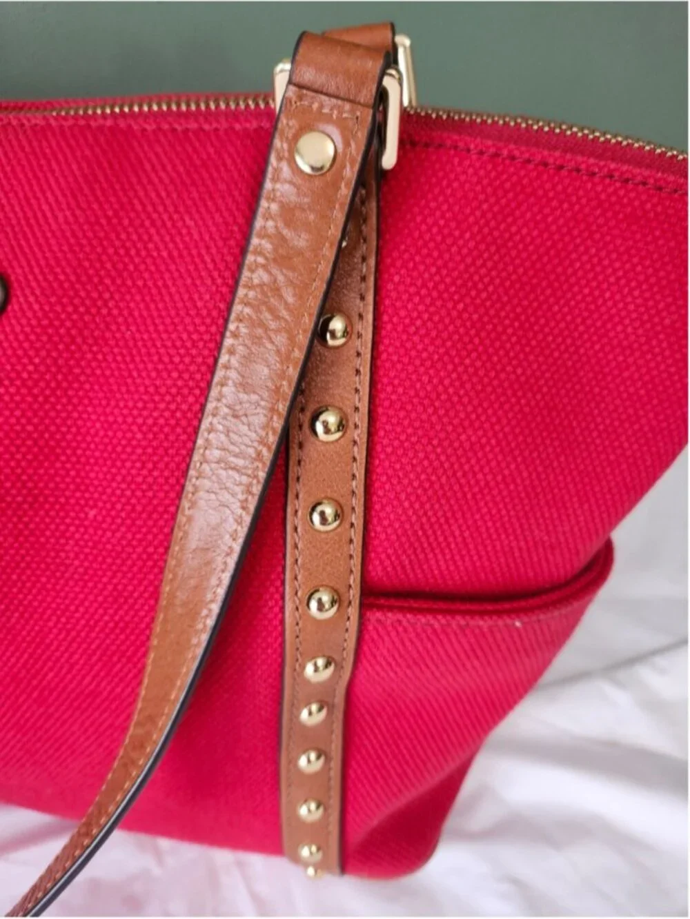 Michael Kors Red Canvas and Leather Tote Bag